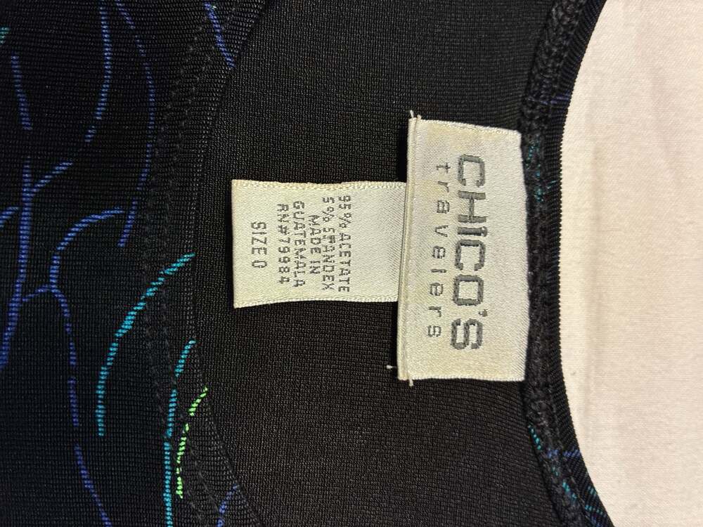 Chico's Travelers 2-Piece Tank & Cardigan Set Abstract Wavy Print Size 0 - Picture 2 of 9